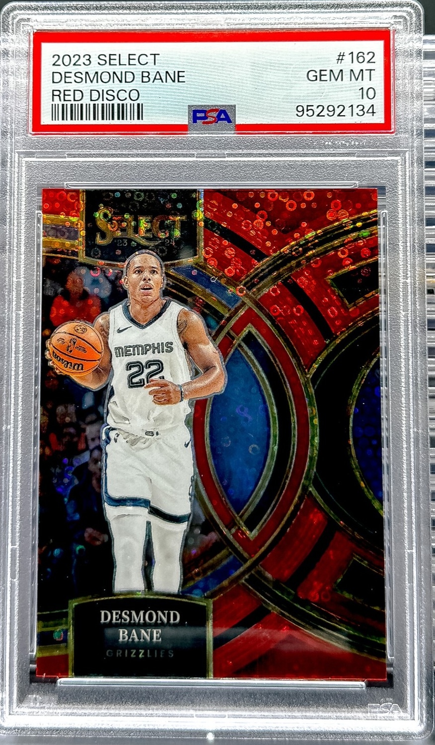 2023-24 Panini Select #162 Desmond Bane Red Disco Prizms PSA 10 #/49