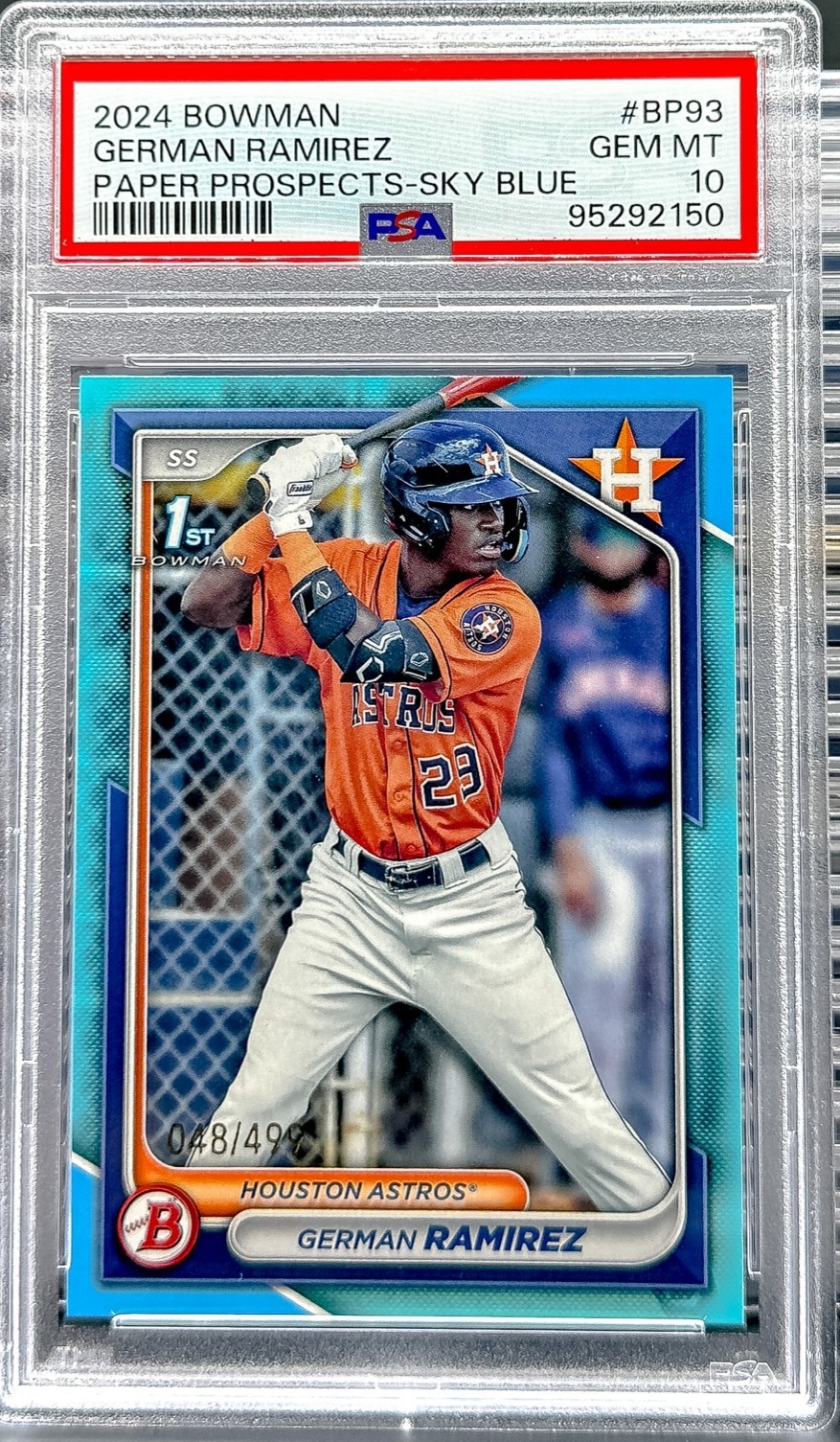2024 Bowman #BP-93 German Ramirez Prospects Sky Blue PSA 10 #/499