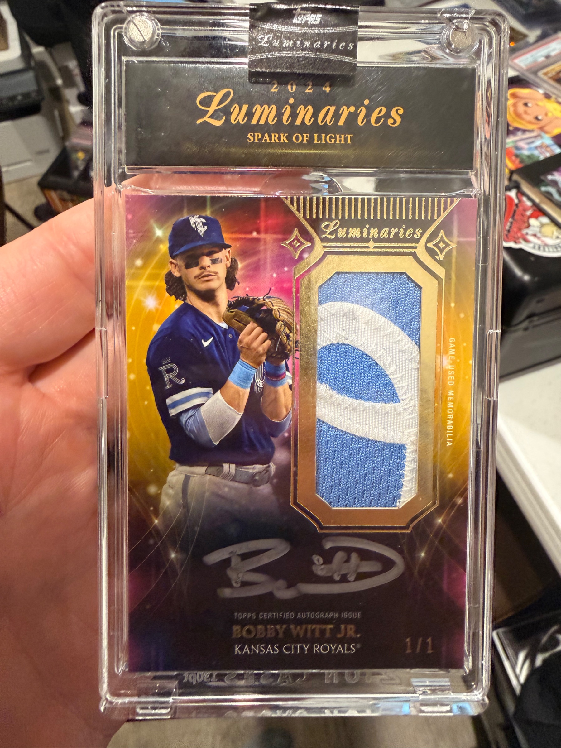 Bobby Witt Jr. 1/1 Game-Used Patch Silver Ink Auto Luminaries Spark of Light